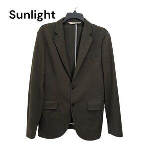 H.E. By Mango Slim Fit Mens Olive Green Blazer Jacket Size USA XS Patched elbow